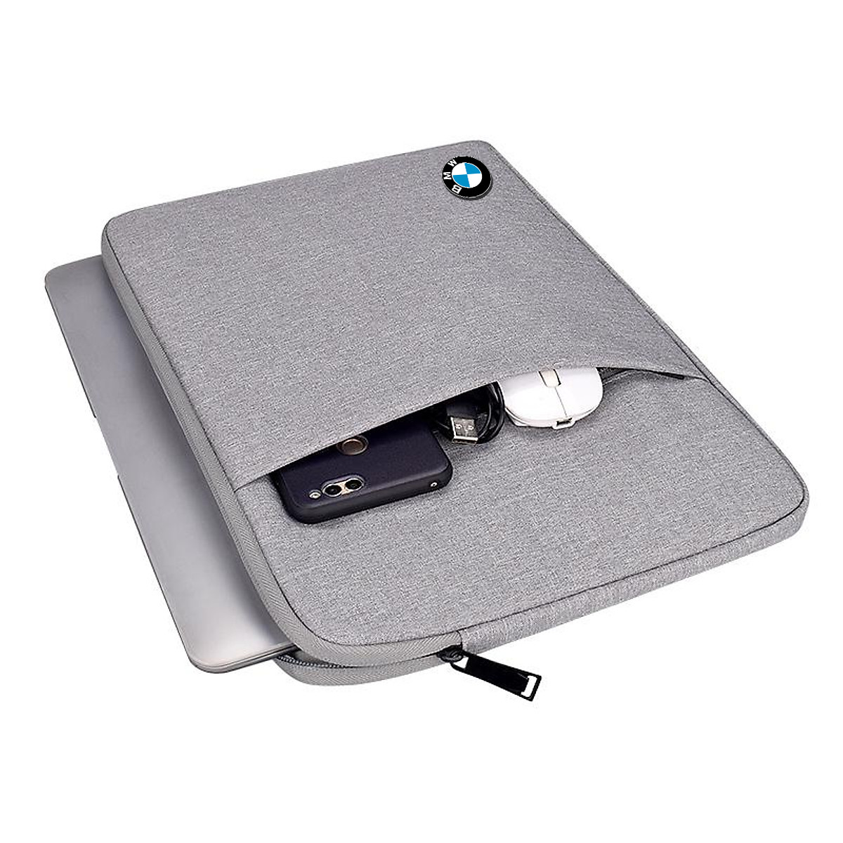 Túi chống sốc Laptop Cao Cấp Chống Nước , Lót Lông, Logo BMW – 2 Ngăn