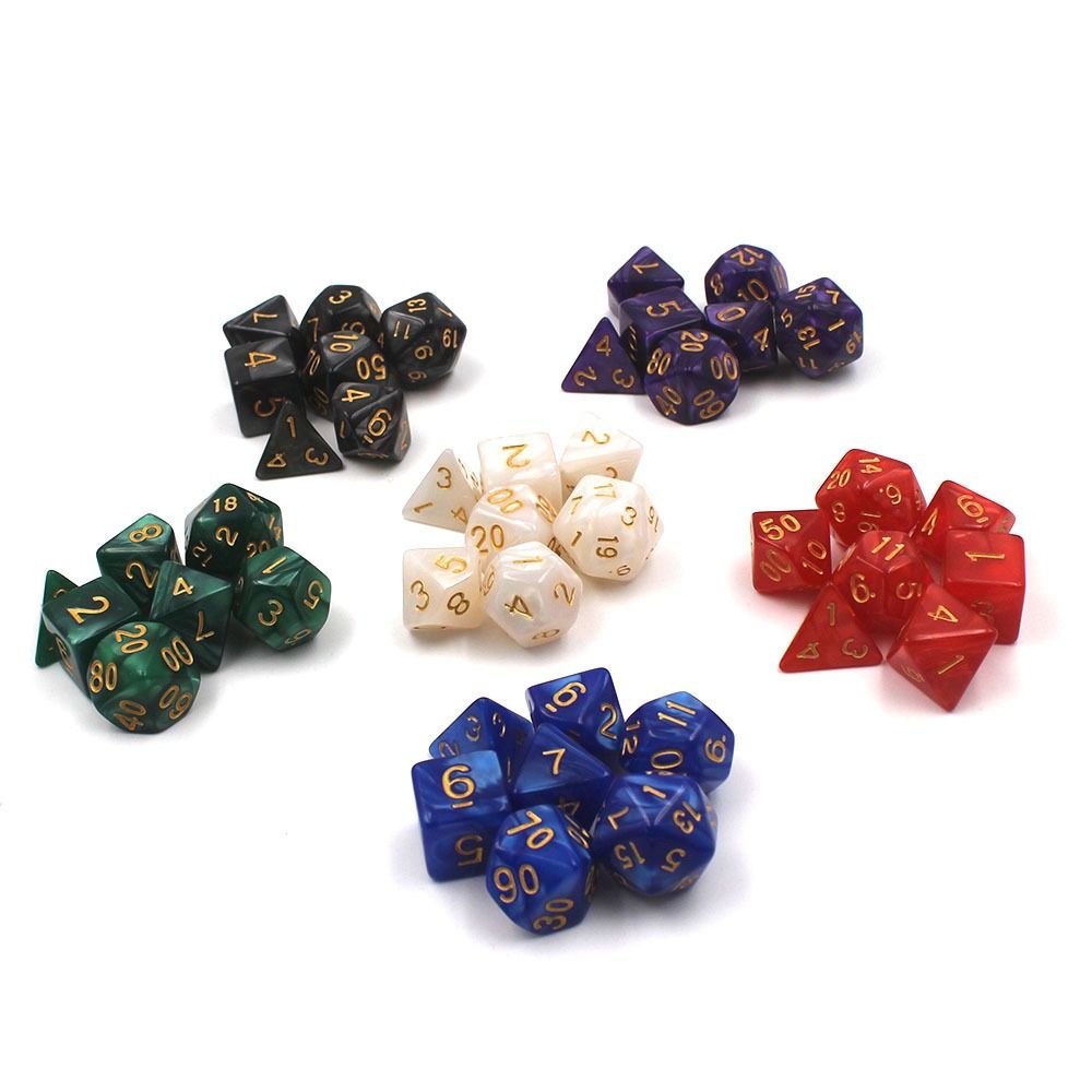 Khá MJ 7 cái/Bộ trò chơi trên bàn DND DICE D4 D6 D8 D10 D12 D20 7-Die xúc xắc đa diện nhiều mặt Acrylic trò chơi xúc xắc trpg DND