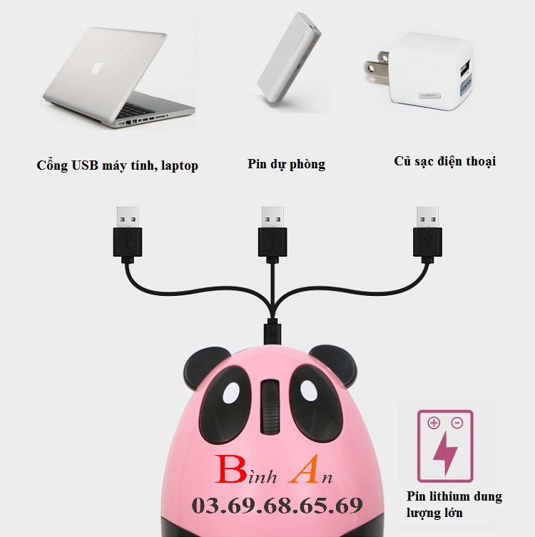 [Có Bảo Hành] Chuột có dây mini Panda Mouse