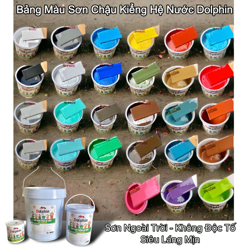 Sơn Chậu Kiểng Hệ Nước Dolphin Mẫu Thử 200Gr ( Nhanh Khô, Bền Màu, Láng Mịn, Đẹp )
