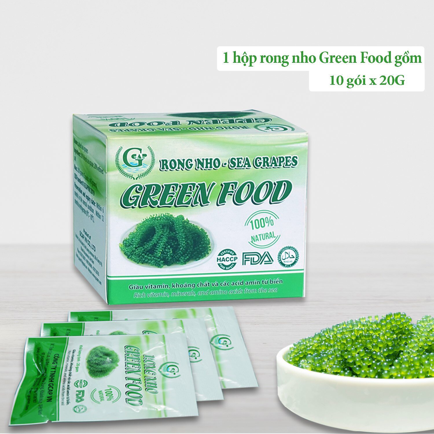 HCMRong Nho Tách Nước Green Food Hộp 200gram nở 500gram tươi gồm 10 túi thumbnail