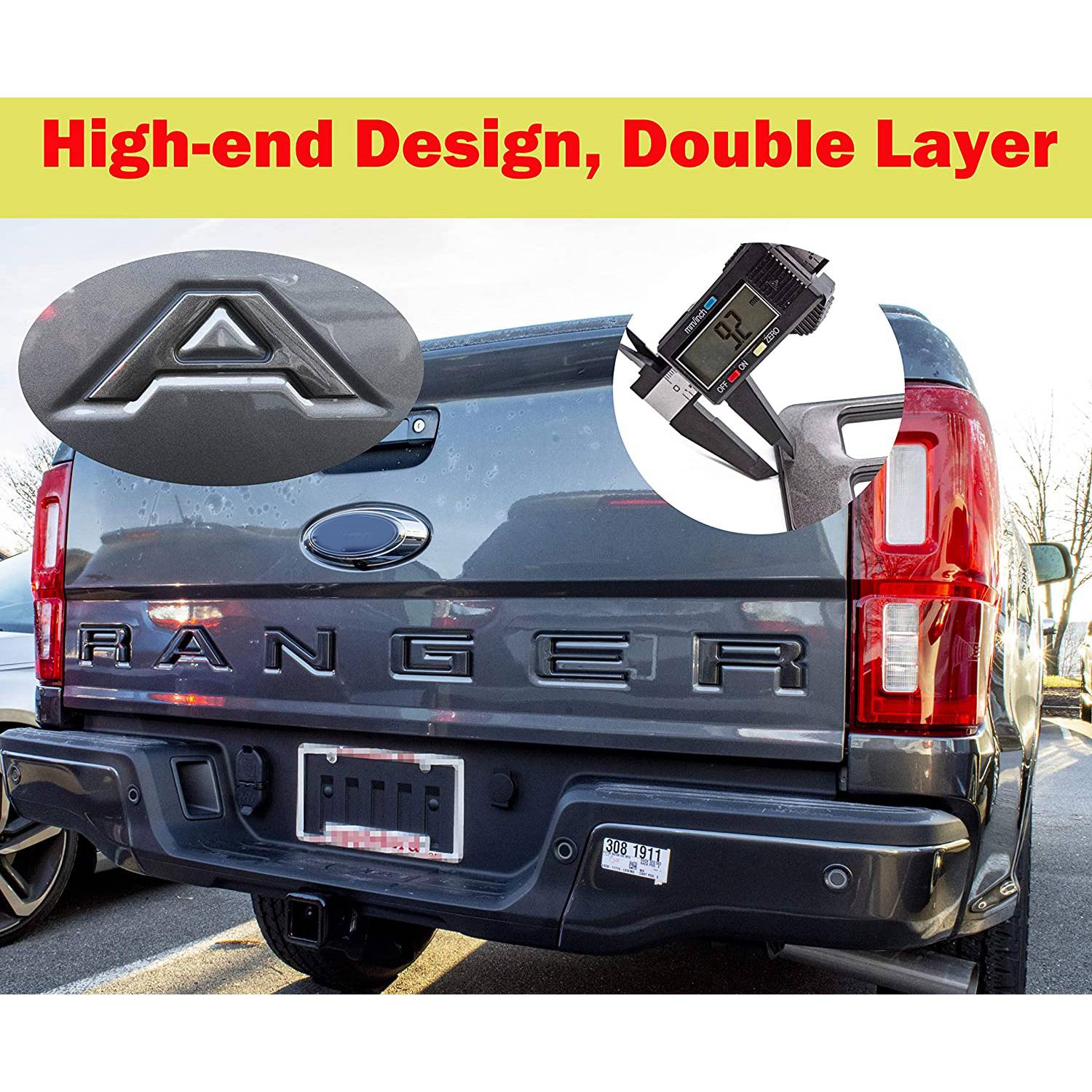 Tailgate Insert Letters for Ford Ranger 2019 2020, 3D Raised & Decals Letters, Tailgate Emblems