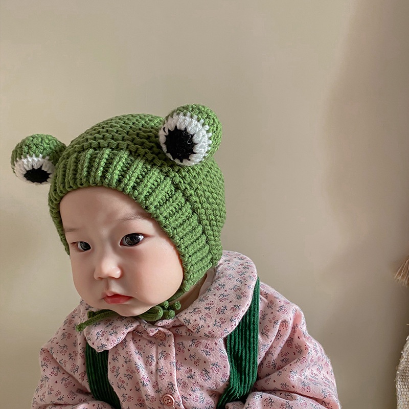 Mũ Len dệt kim hình ếch con xinh xắn (dành cho bé từ 6 - 36 tháng tuổi)