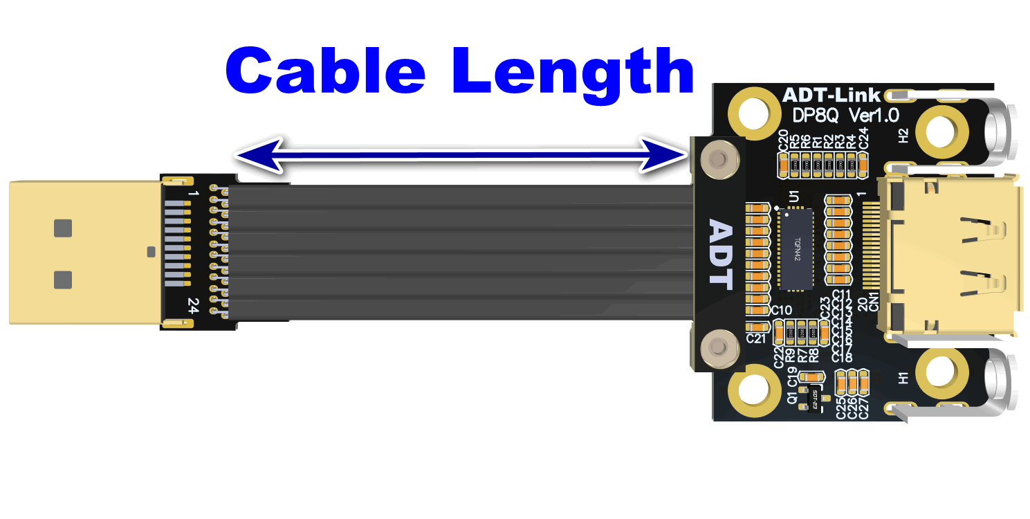 Displayport Ribbon Adt Shielded Displayport V1.4 Flat Cable 165hz Display Port Adapter Gpu ...