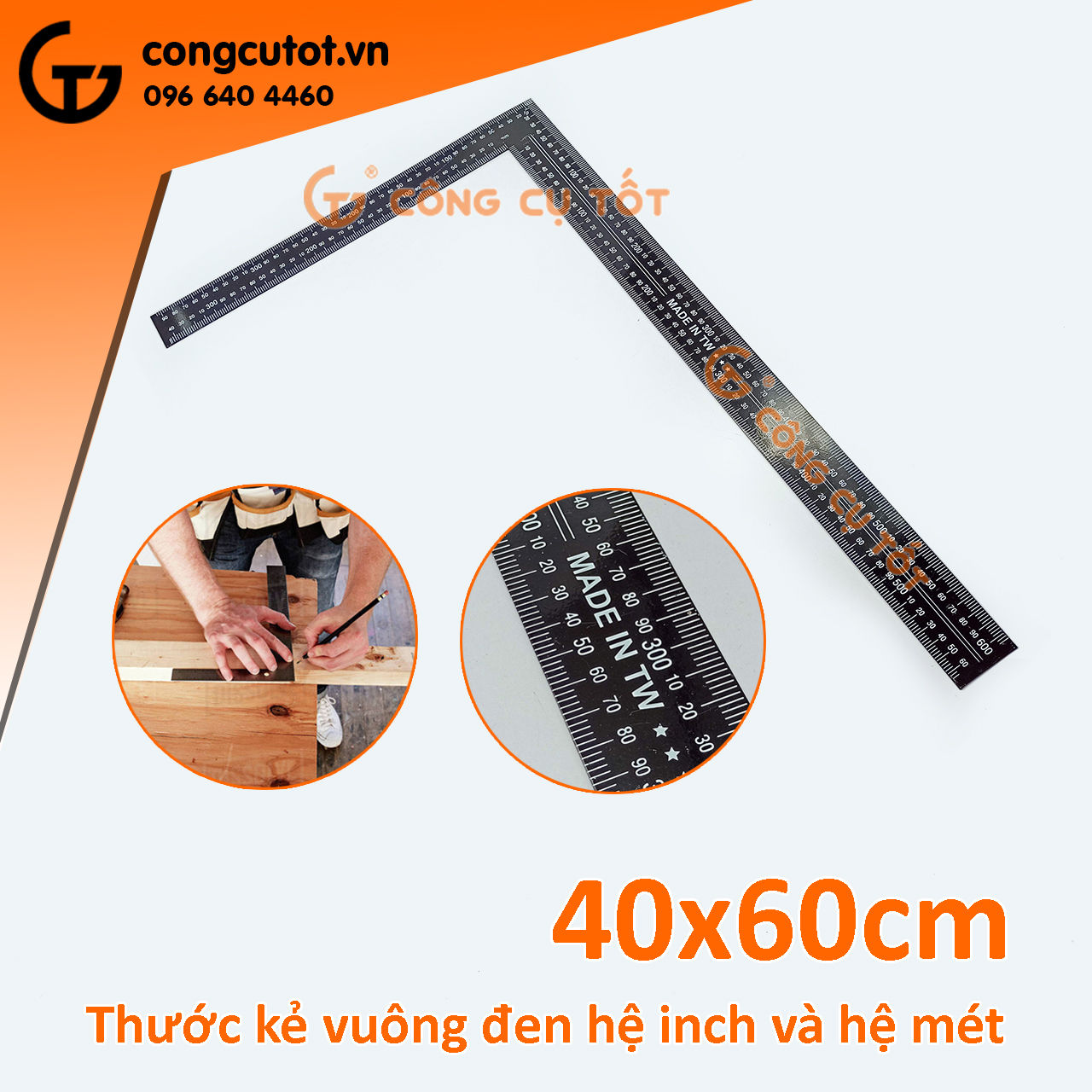 Thước đo góc vuông 2 mặt hệ mét