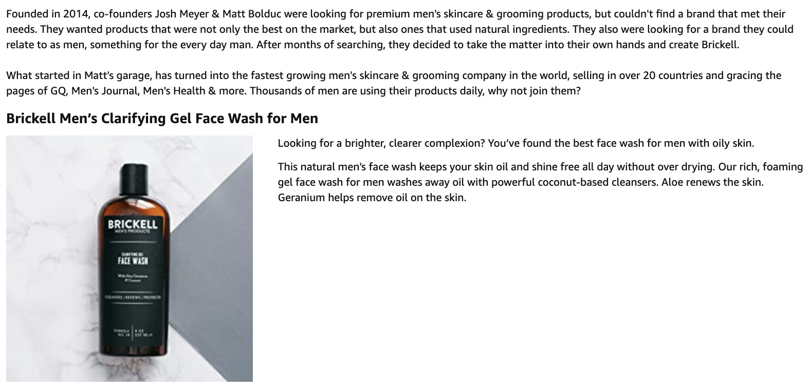 brickell men's clarifying gel face wash for men