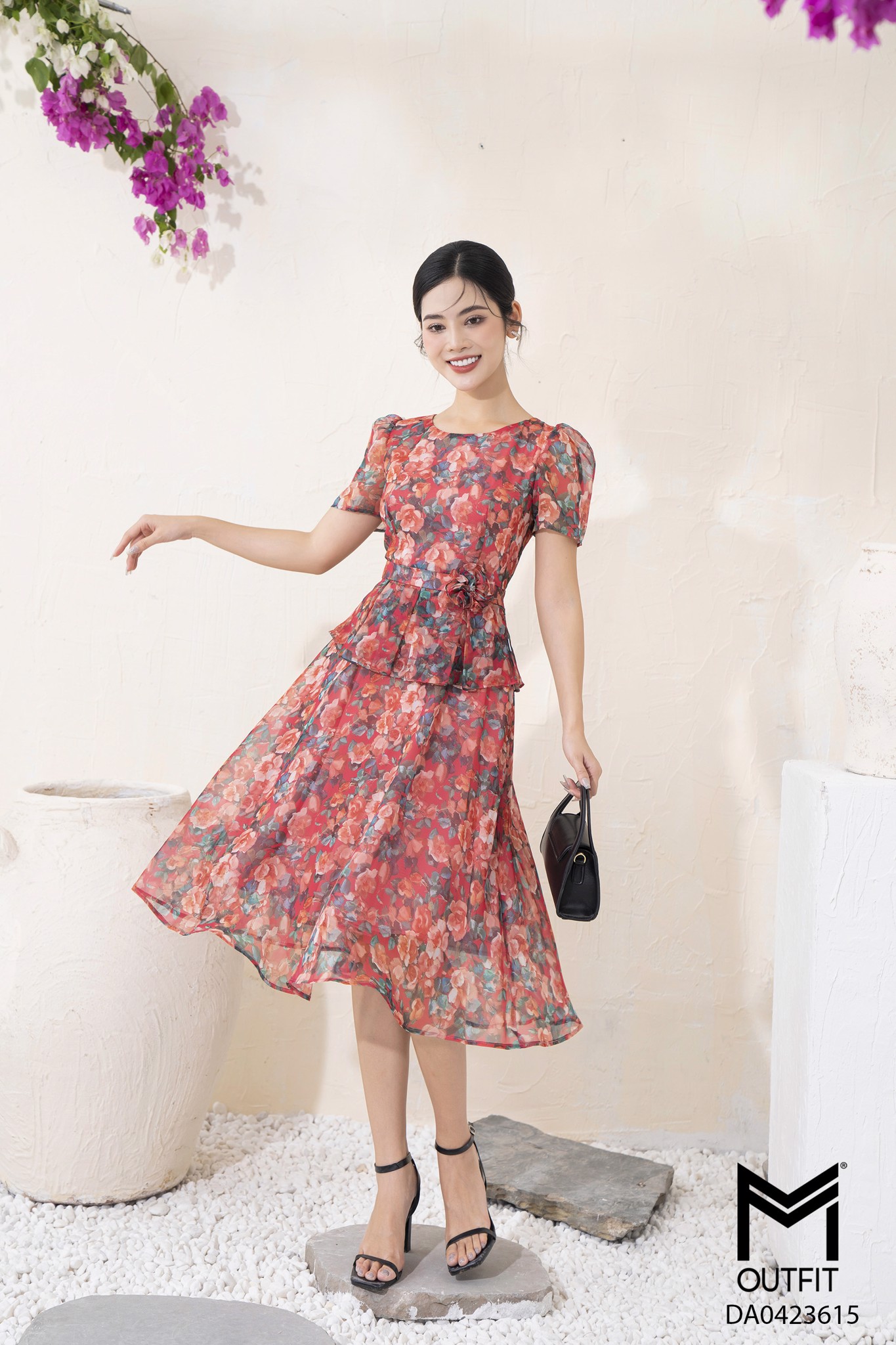 Đầm peplum đính hoa TT