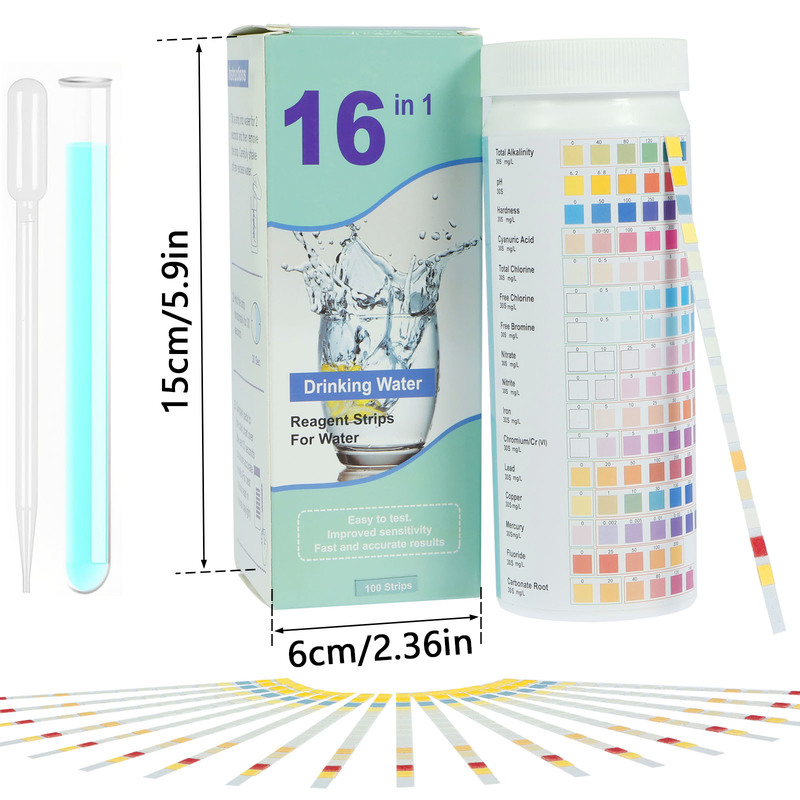 Everso 16 in 1 Water Testing Kit for Drink Water Accurate Water Test Strips Water Quality Testing Strips Water Quality Test Strip Accurate Water Testing Kit