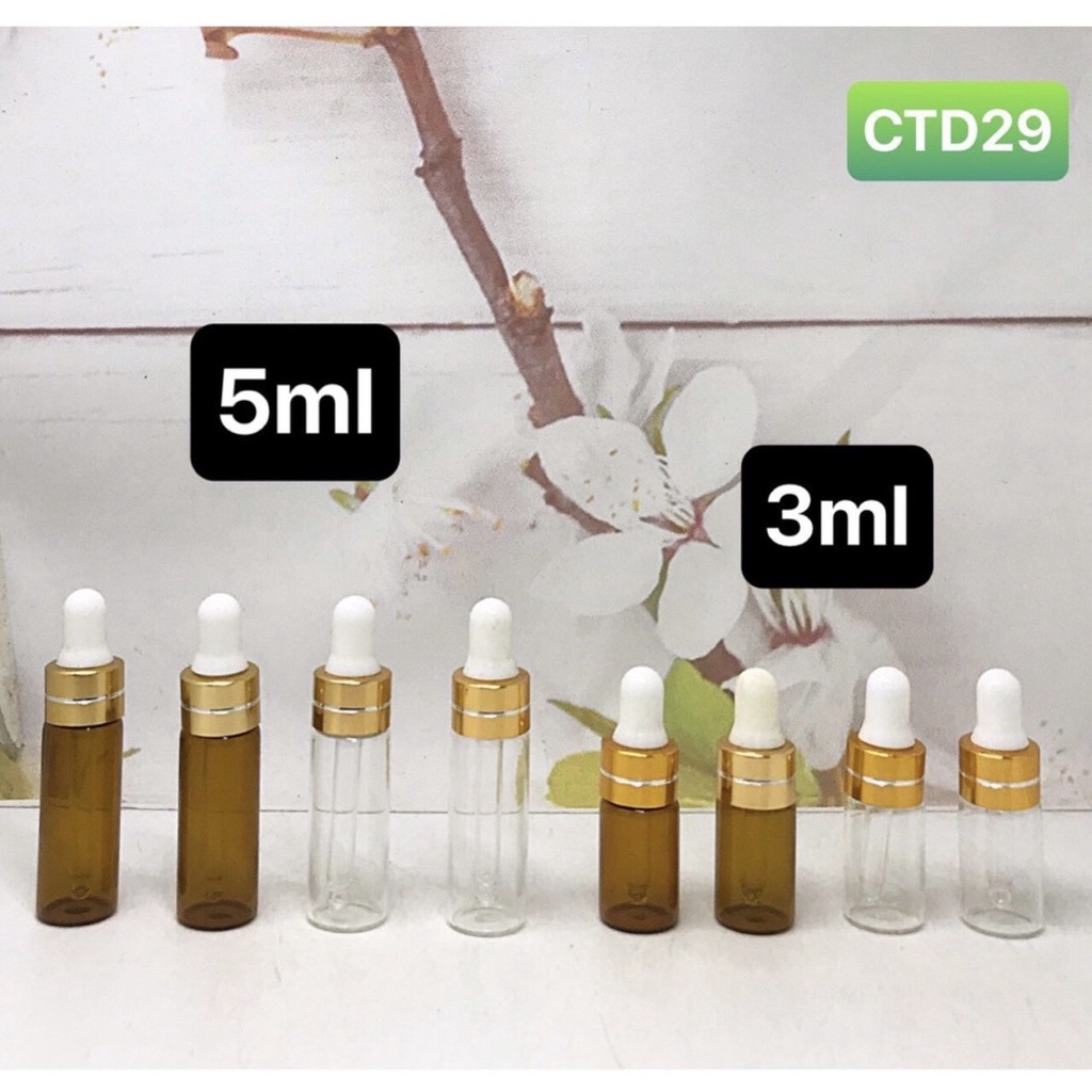 Chai lọ đựng tinh dầu,serum mỏng nhỏ gọn 3ml 5ml