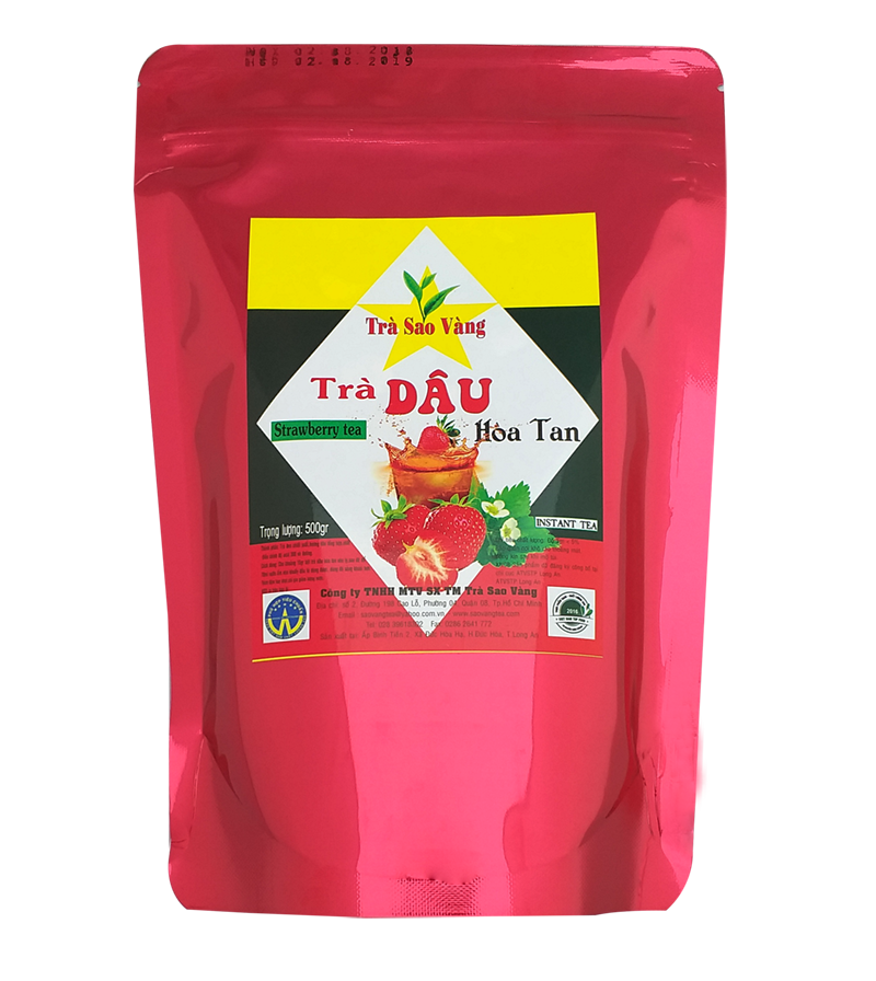 Trà Dâu Sao Vàng Hòa Tan 500Gr có bao bì mới
