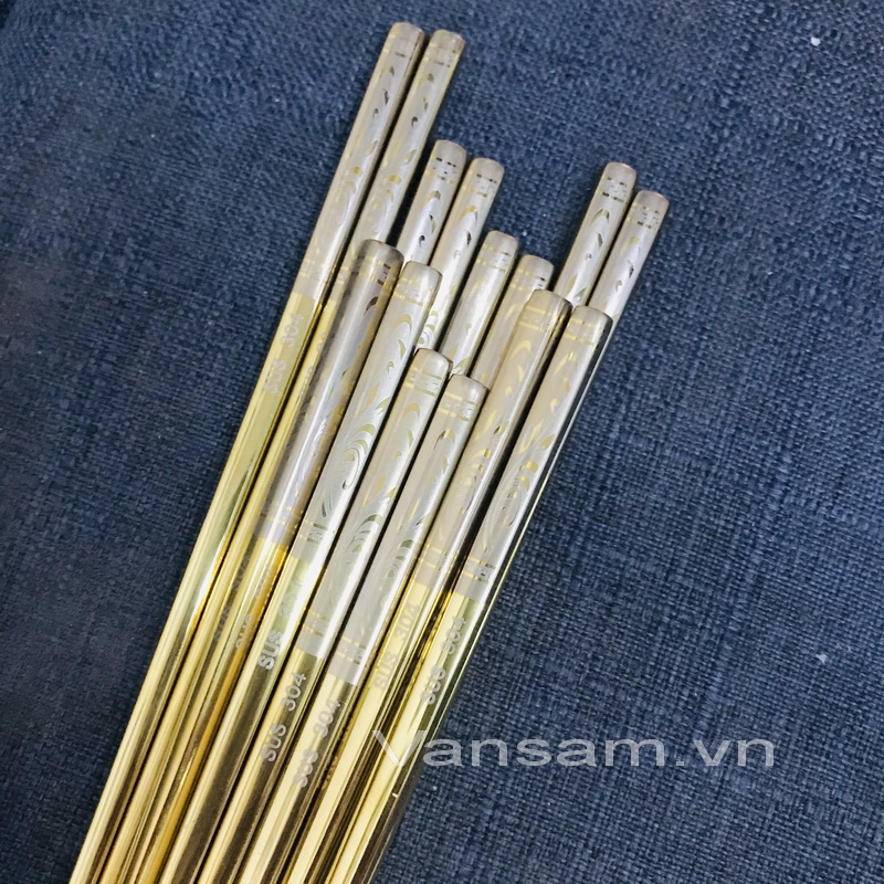 Bộ 10 đôi đũa inox 304 vàng Hàn Quốc cao cấp