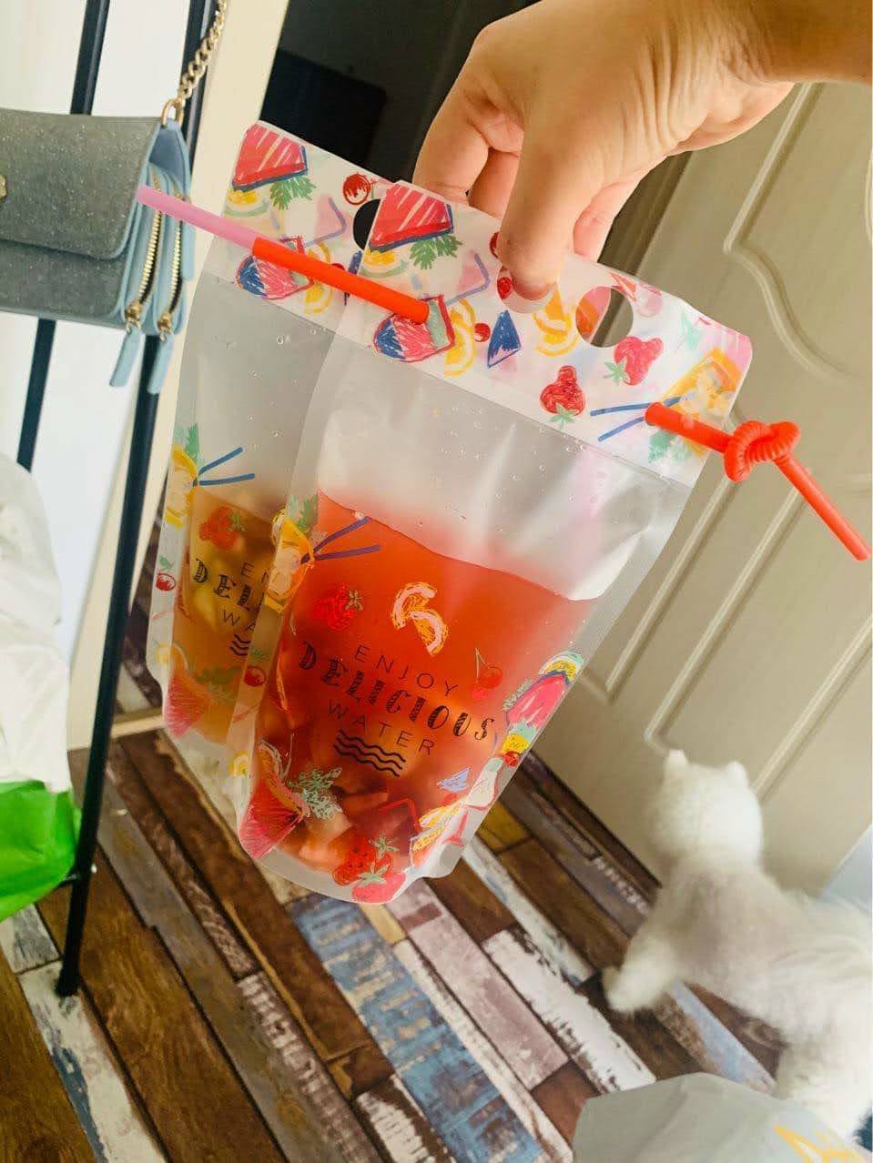 SET 10 TÚI ZIP ĐỰNG TRÀ SỮA IN HÌNH 2 MẶT (GIAO NGẪU NHIÊN)