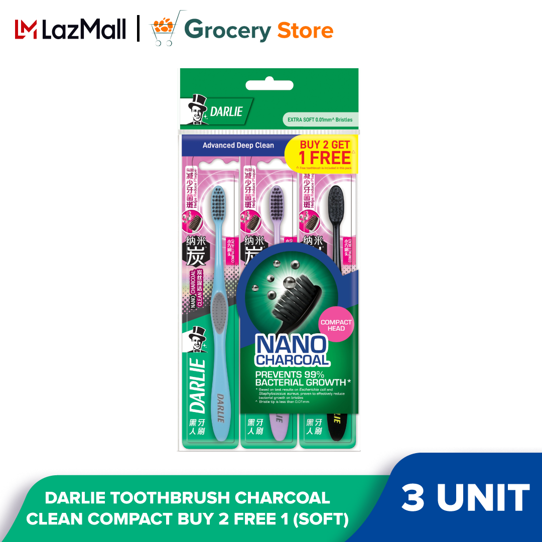 DARLIE TOOTHBRUSH CHARCOAL CLEAN COMPACT VALUE PACK (SOFT) (3 UNIT/PACK