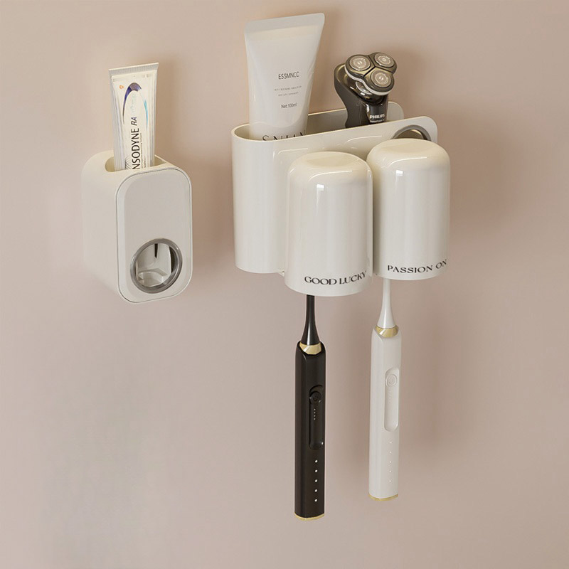 Toothbrush holder storage rack portable non punching mouthwash cup holder wall mounted toothbrush holder set