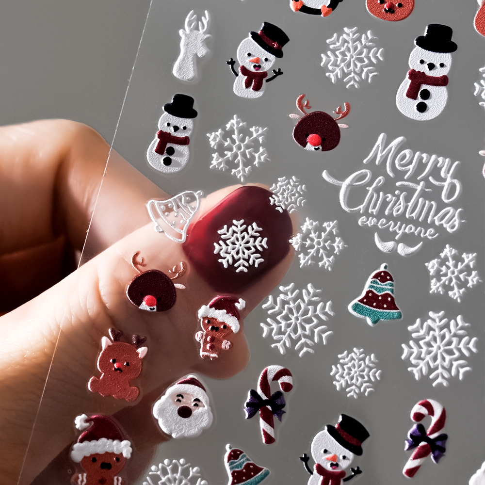 Sticker Nail 5D Lụa Nổi | Giáng Sinh Noel 2024 | Hình Dán Móng Tay