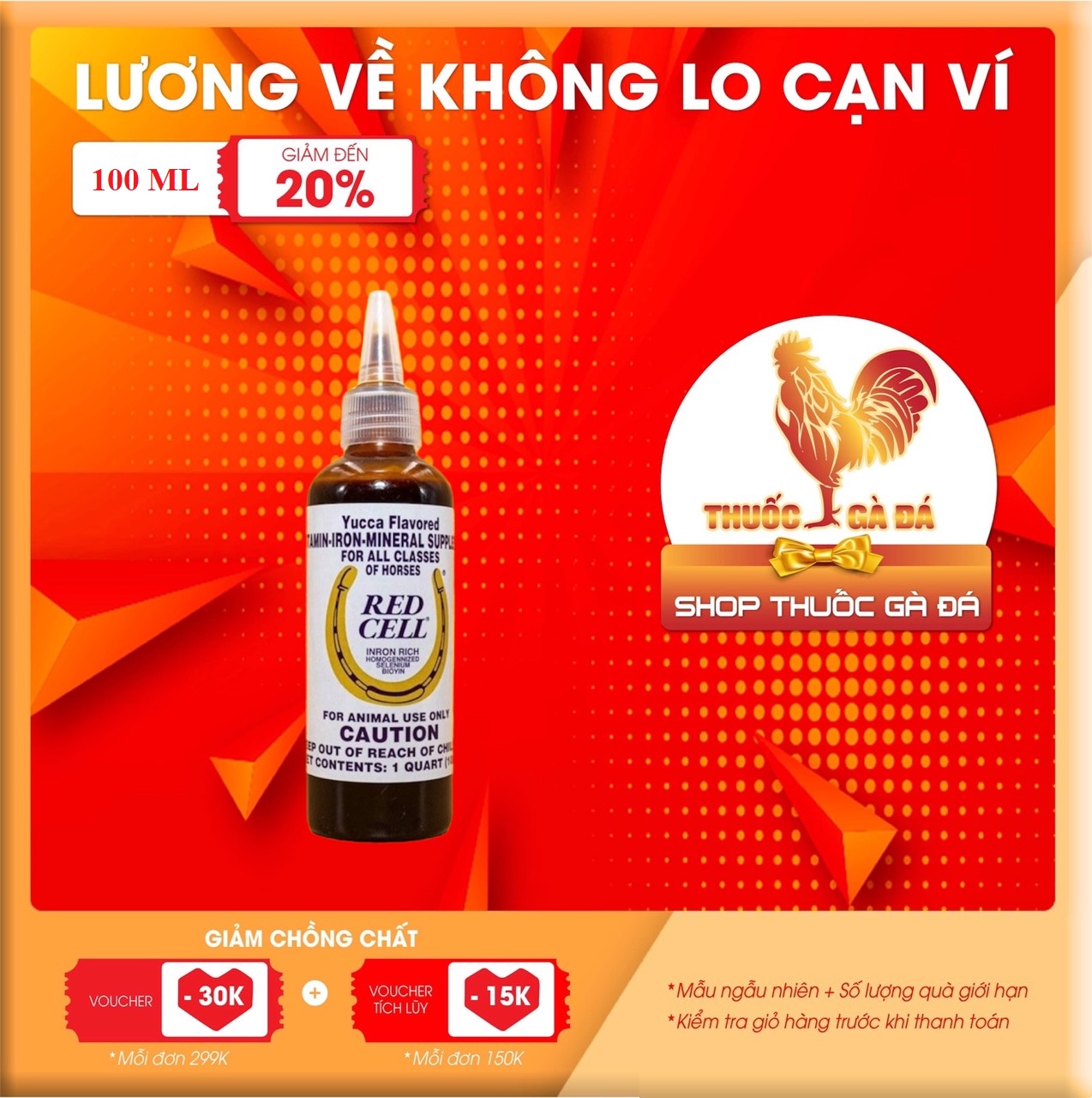 REDCELL tăng cơ, tăng bo, nở khung xương, dinh dưỡng cho gà đá, giúp chiến kê đá tăng bo, bo lớn hấp thu dinh dưỡng, đạt phong độ, hừng gà nước máu tốt ít nóng, khô gà