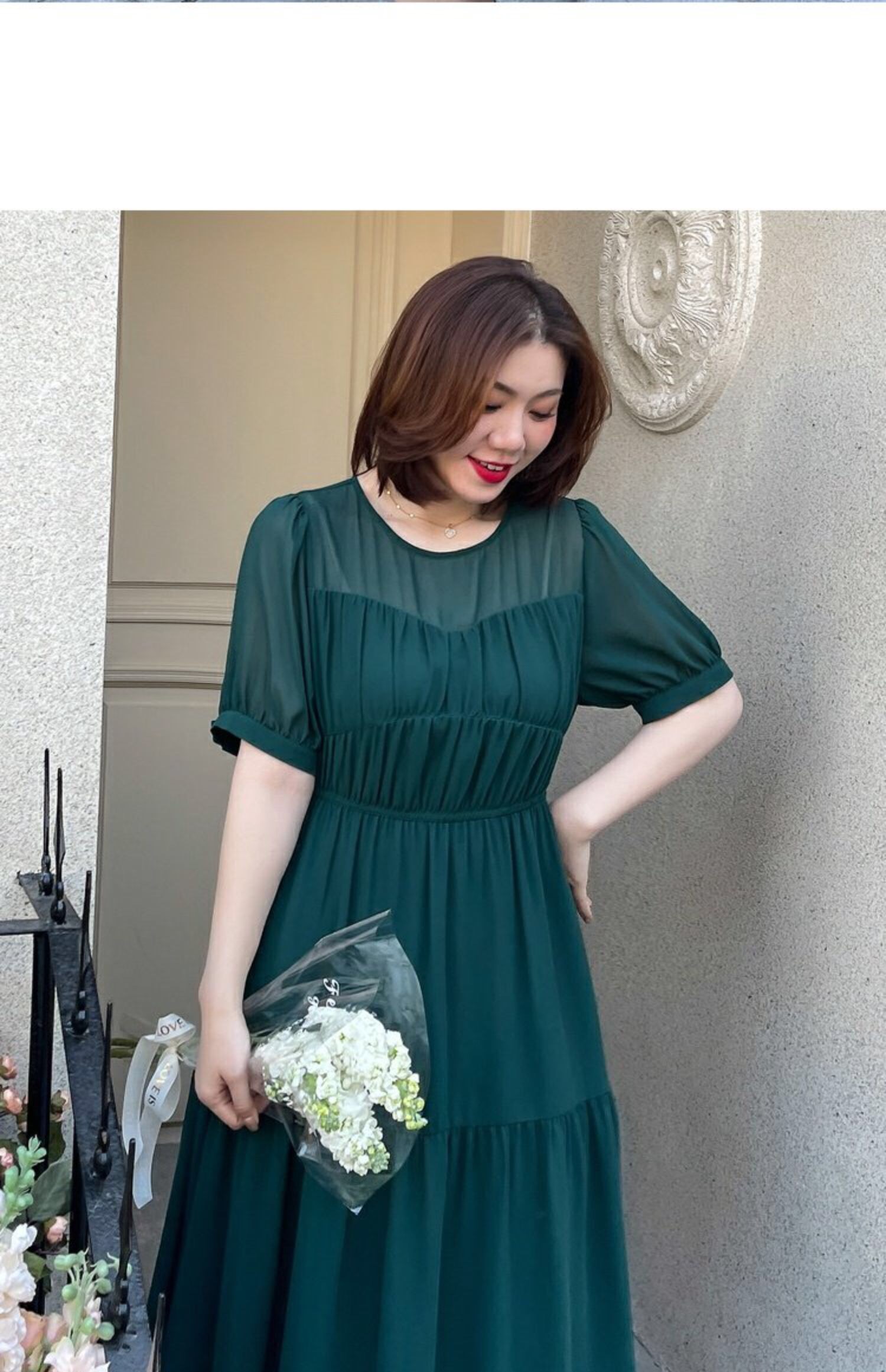 Đầm voan xòe tầng 2 lớp bigsize - BSxt422
