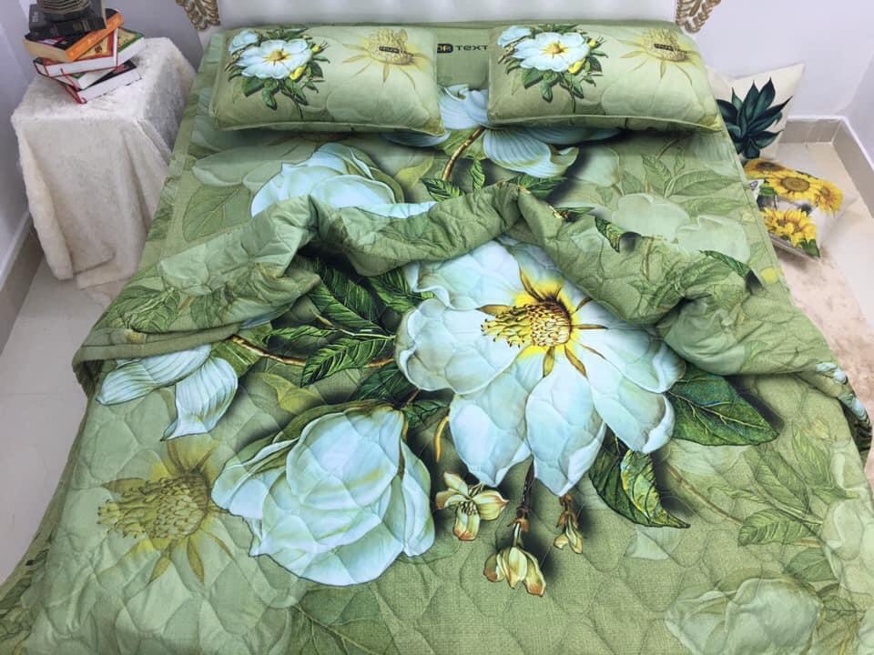 BỘ DRAP GA THUN Ý 5D CAO CẤP MẪU HOA MÁT LẠNH 4 MÓN