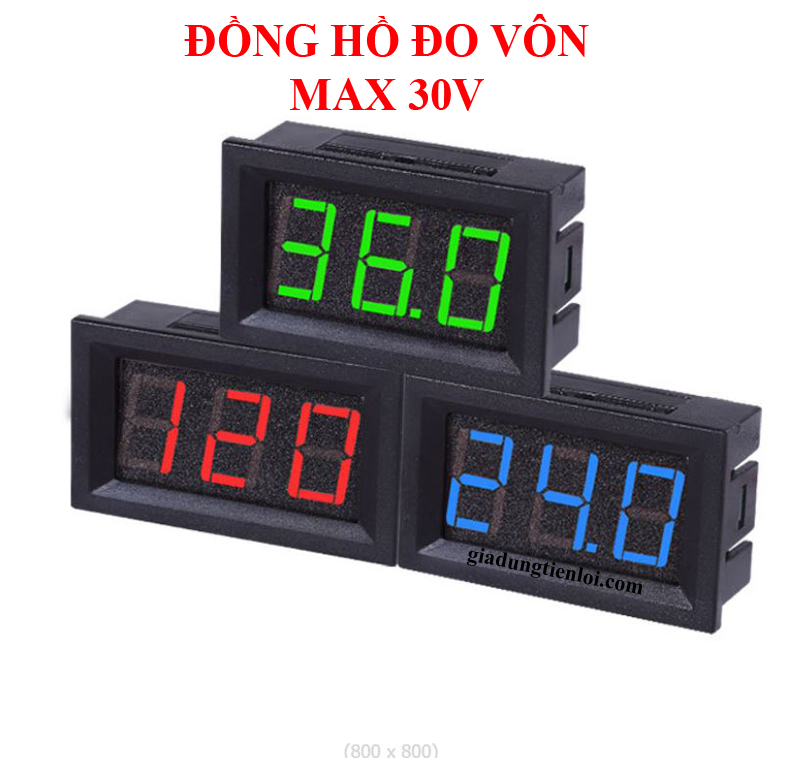 Đồng hồ led MAX30V - đo vôn DC tối đa 30V 48x29mm