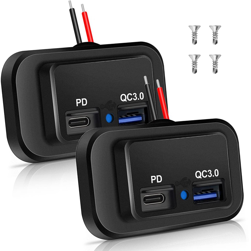 More offers-12v/24v rv usb outlet, dual pd3.0 type-c & quick charge qc3.0 usb-a port panel mount car usb socket charger