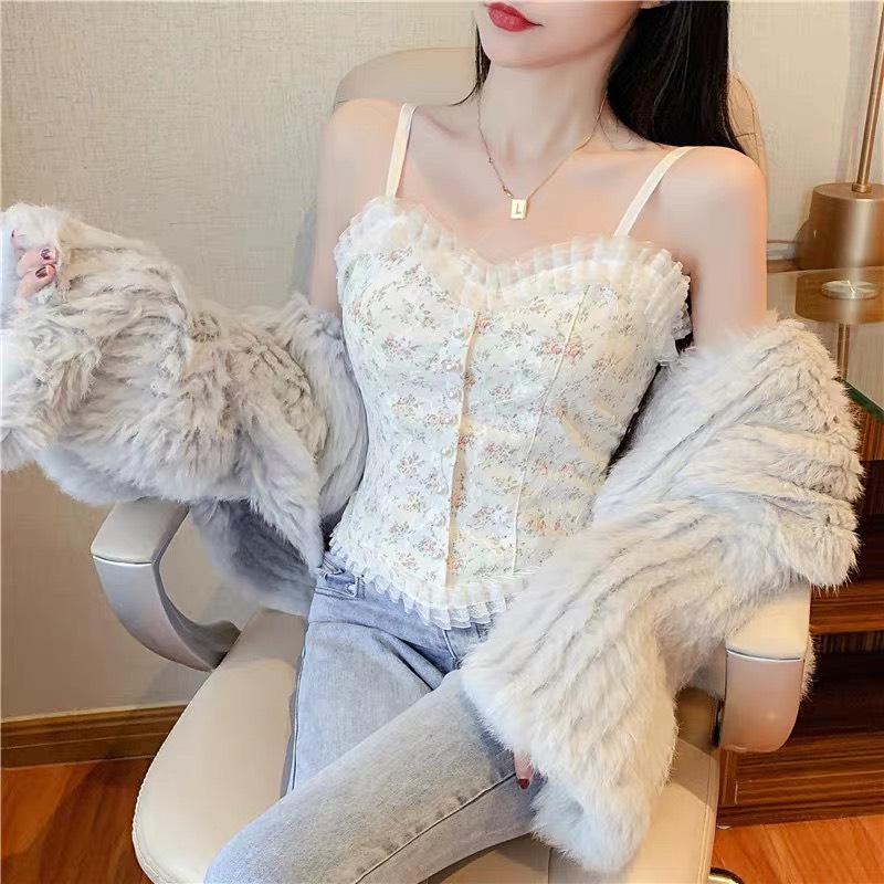Áo Bara 2 Dây Pha Ren Cúc Ngọc Cao Cấp