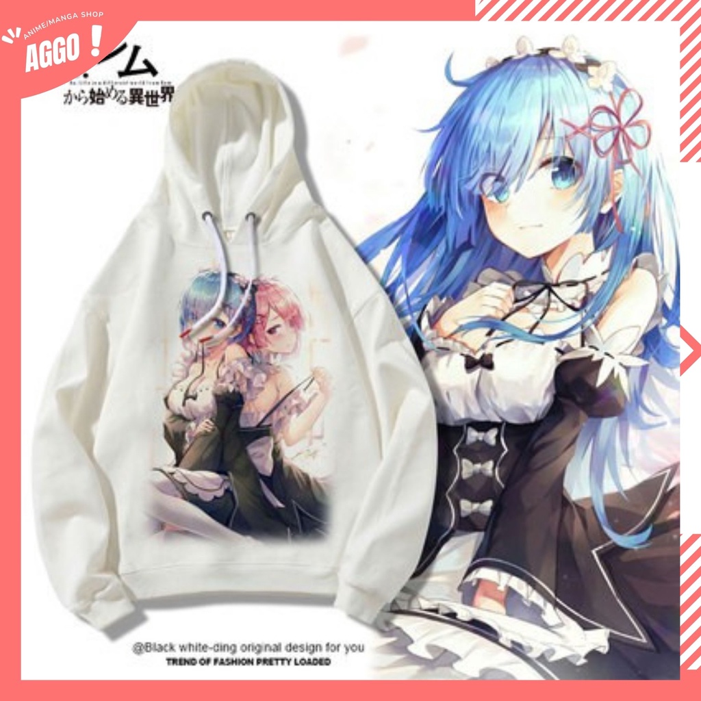 Áo Hoodie Nỉ Ấm Anime Re:Zero Rem & Ram