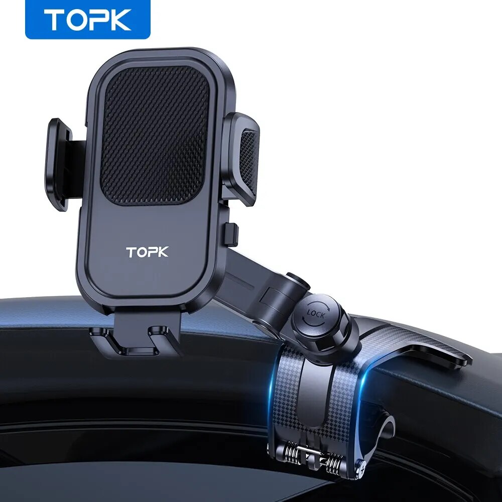TOPK Car Phone Holder for Dashboard Adjustable Cell Car Phone Mount Anti-slip Silicone Clip for Smartphone