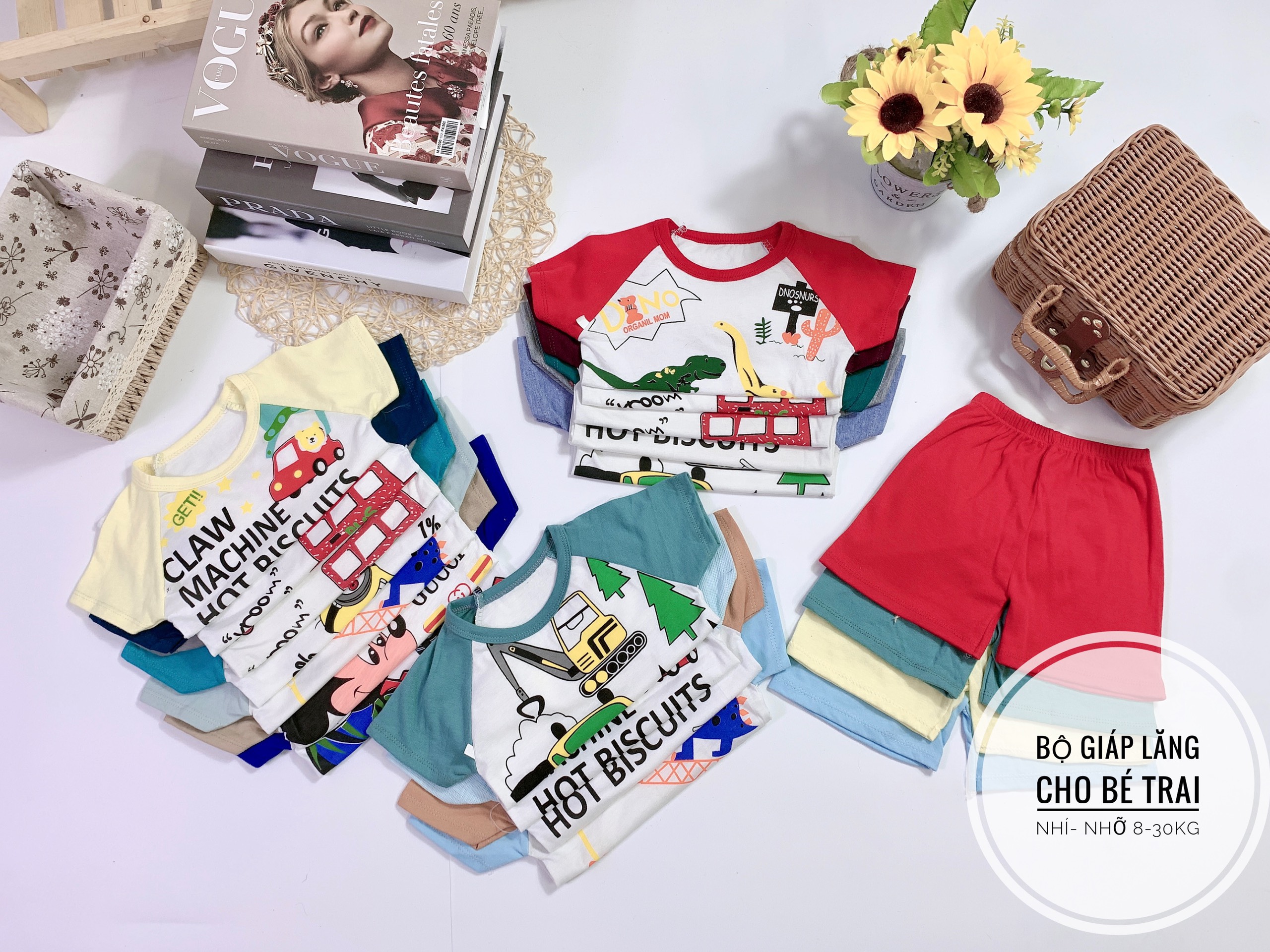 Combo 10 Bộ thun COTTON bé trai 5 đến 30kg