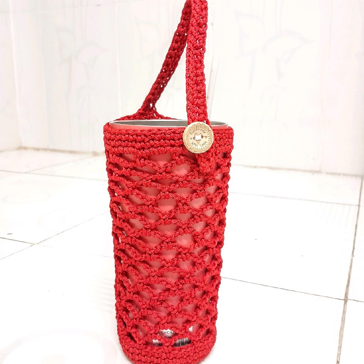 Túi đựng bình giữ nhiệt bằng len handmade