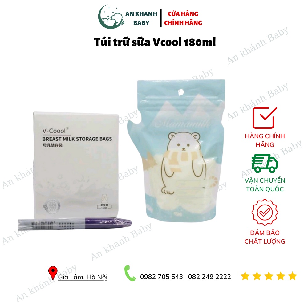 Hộp 30 Túi trữ sữa Vcool 180ml