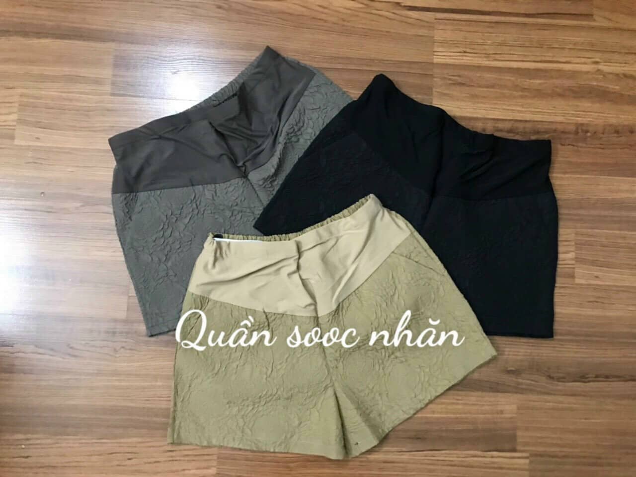 Quần sóc bầu, quần đùi bầu 3D - Quần đùi bầu chất xốp dập nổi xinh xắn