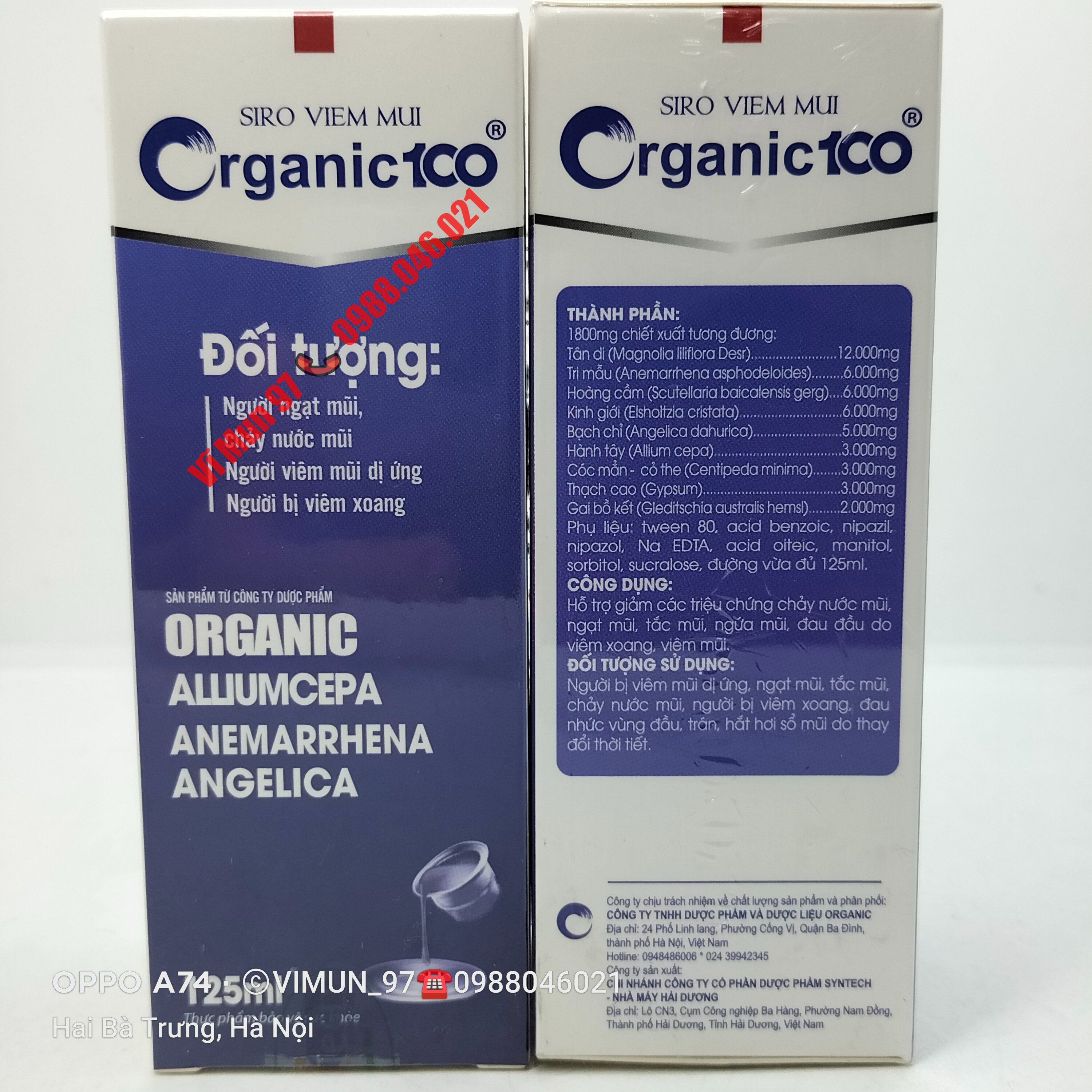 Siro Viêm mũi ORGANIC100 chai 125ml