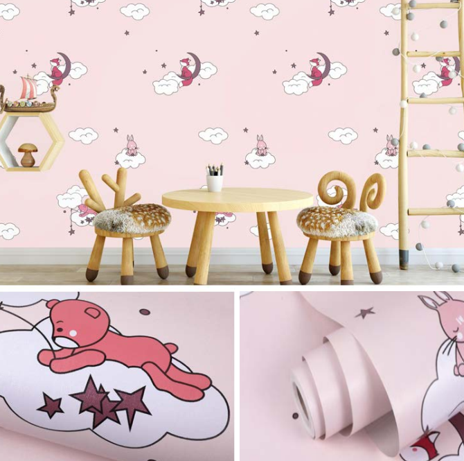 CUỘN 10M DECAL GIẤY DÁN TƯỜNG KITTY THIÊN THẦN KHỔ 45CM KEO SẴN BÓC DÁN. Chất liệu PVC không thấm nước bền màu không độc hại.