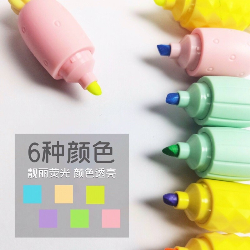 Hộp 6 bút dạ quang hình quả siêu cute