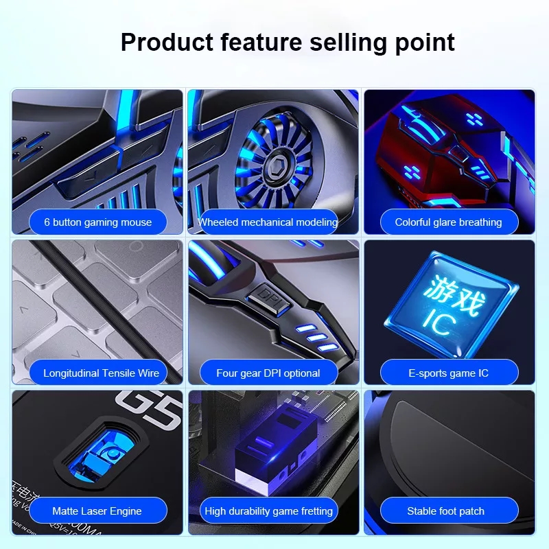 JTKE Chuột chơi game 7 Đèn nền màu USB có dây im lặng 3200dpi chuột cho máy tính xách tay PC