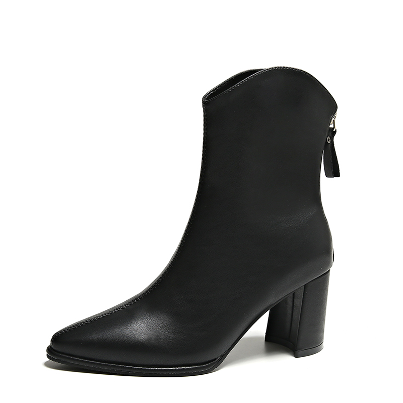 IELGY V- mouth thin Martin boots white thick heel 7.5cm heel high short boots women