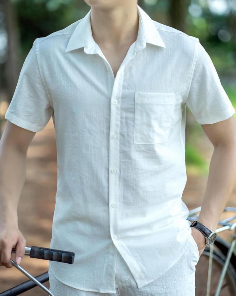 Áo đũi nam cộc tay cổ bẻ full cúc(mã AD02)
