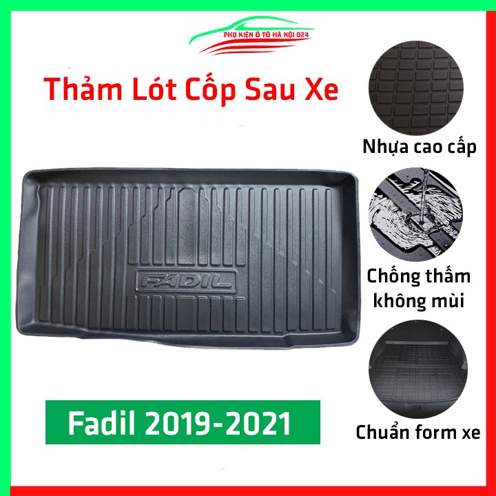 Thảm nhựa lót cốp sau xe ô tô Vinfast Fadil 2019-2021, tấm lót sàn cốp bằng nhựa dẻo cao cấp, không mùi, chống thấm nước tốt