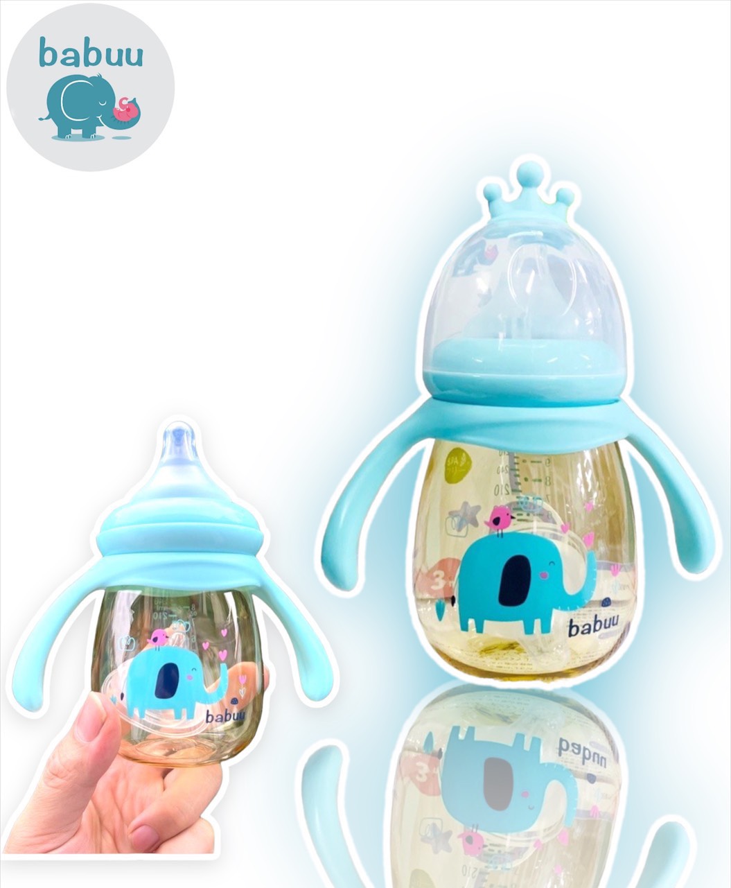 Bình sữa vương miện ppsu babuu có tay cầm cho bé bebi123