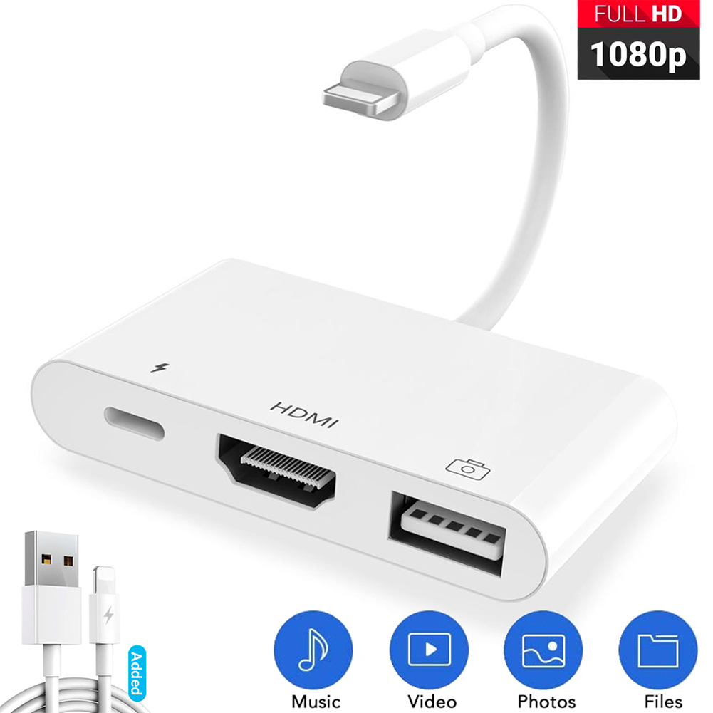 sandsynligt ekspedition Kartofler For Lightning to HDMI Adapter, 3 in 1 Plug and Play 1080P USB Camera OTG  Adapter for iPhone 12/11/iPad for apple ios 13 / 14 converter(Charging Cable  is Included) | Lazada PH
