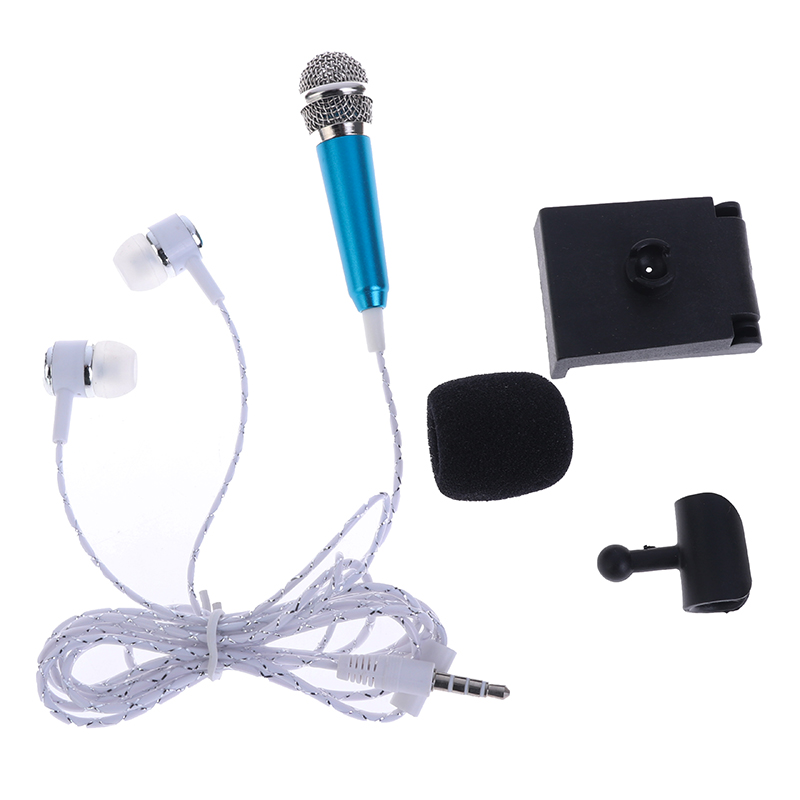 Micro phòng thu âm thanh nổi 3.5mm Micro Karaoke Karaoke Mini có tai nghe/giá đỡ