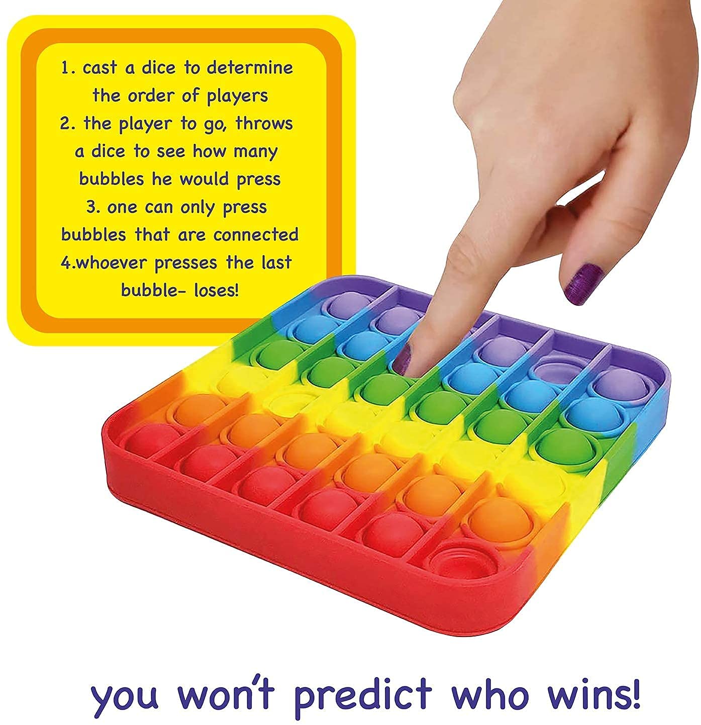 Rainbow Push Pop Its Bubble Fidget Sensory Toy, Unicorn Bubble Popping Fidget Toy, Fidget Popper Stress Relief and Anti-Anxiety Tools for Boys Girls Kids Adults. 