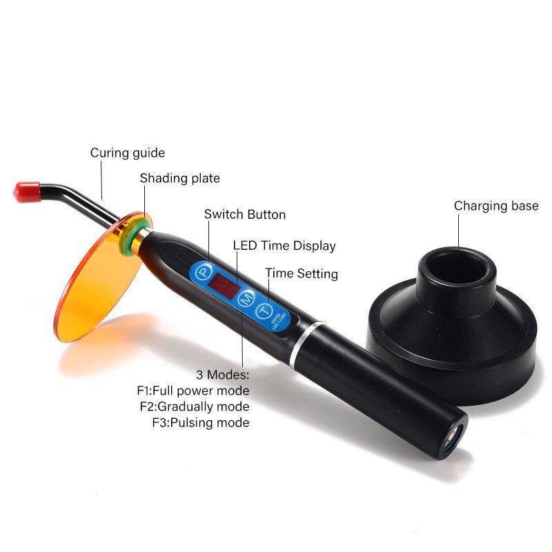 Agdoad Teeth Curing LIght Machine Wireless LED Blue Light Curing Lamp Adjustable Solidify Dental Tools