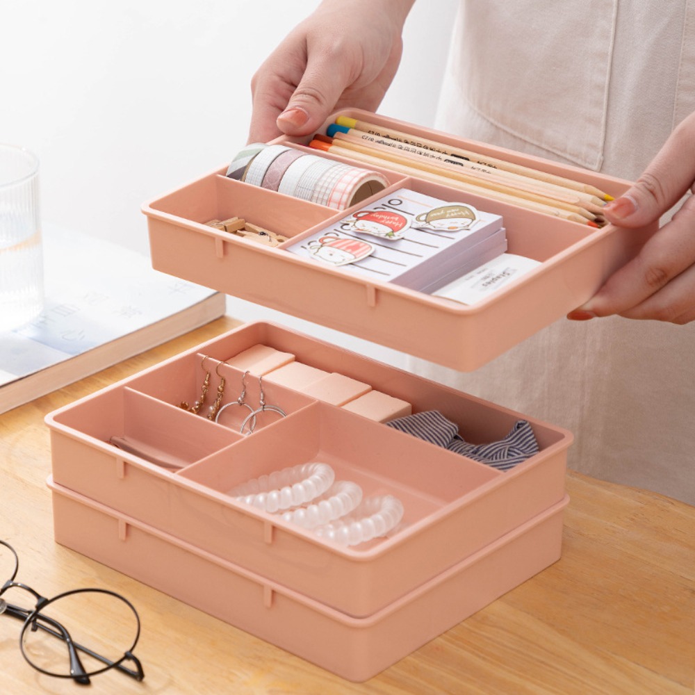 VXUAIQ STORE Multi-Purpose Stationery Container Compartment Drawers Storage Box Divide Drawer Organizer Cosmetics Tray Divider Desktop Storage Bin