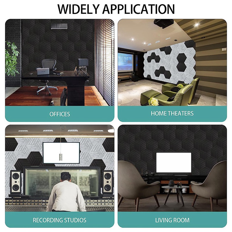 Curated visual reference: Reducing Echo In Home Office With Acoustic Panels Reference: Bgop 12 Pack Self Adhesive Hexagon Acoustic Panels Soundproof Wall