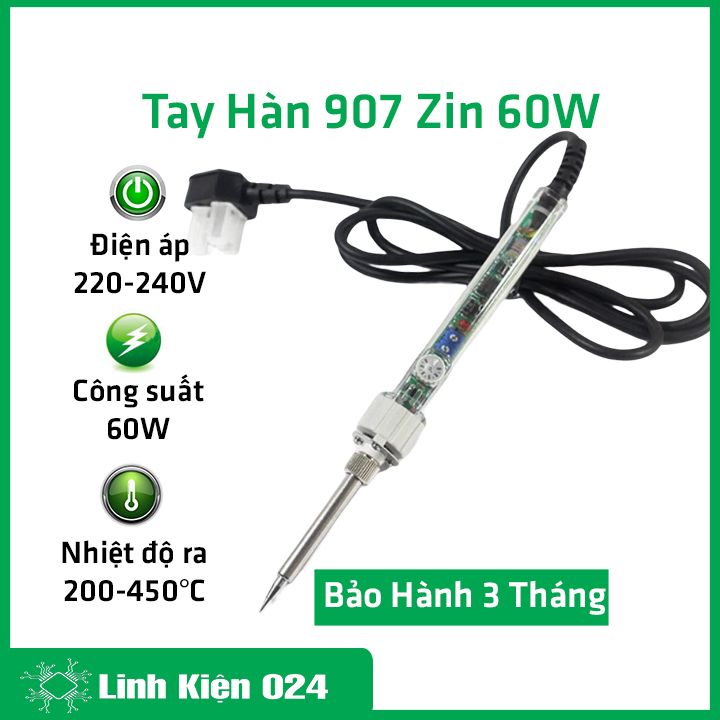 Tay hàn điều chỉnh nhiệt độ 907 zin, mỏ hàn no.907s 220v 60w bảo hành 3 tháng