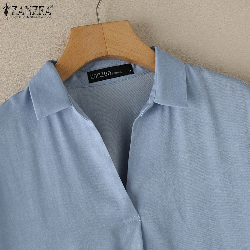ZANZEA%20Women's%20Shirts%20Vintage%20Casual%20Lapel%20Long%20Sleeve%20Button%20Cuffs%20Solid%20Blouses%20Top%20-%20Image%207