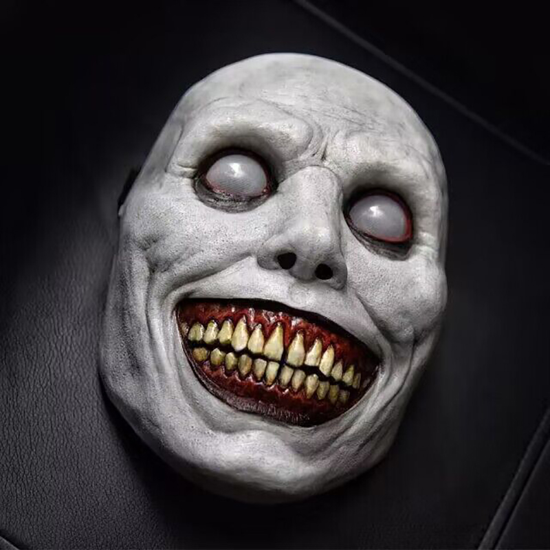 Smile Exorcism Halloween Ghost Mask Festival Bar Masquerade Haunted House Horror Mask Role Play Smile White Face White Eye Mask. 