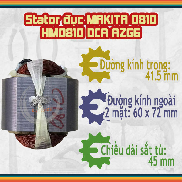 Stator đục MAKITA HM0810T, HM0810TA, DCA AZG6S