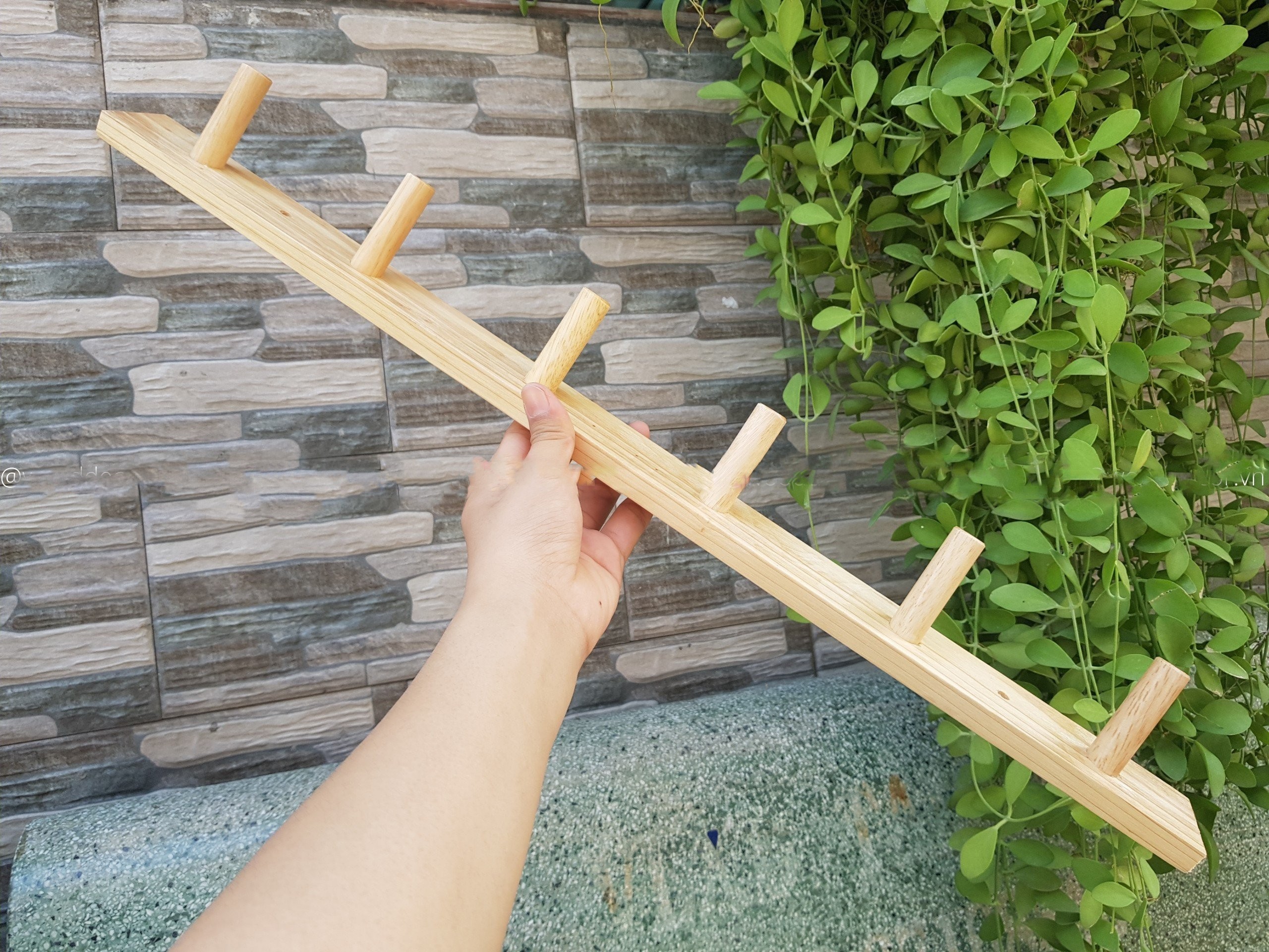 Móc Gỗ Gắn Tường 6 Móc Kèm Đinh Vít